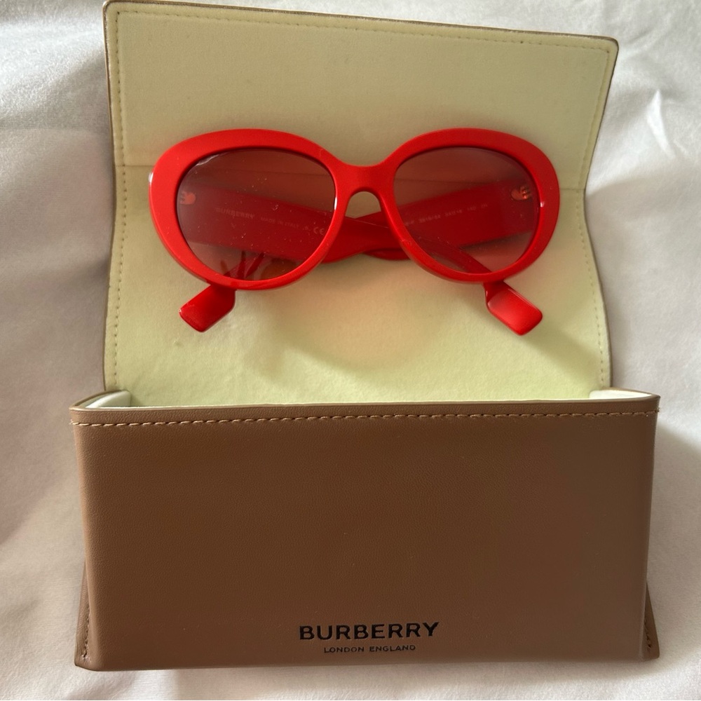 Burberry Red Oval Frame Women's Sunglasses